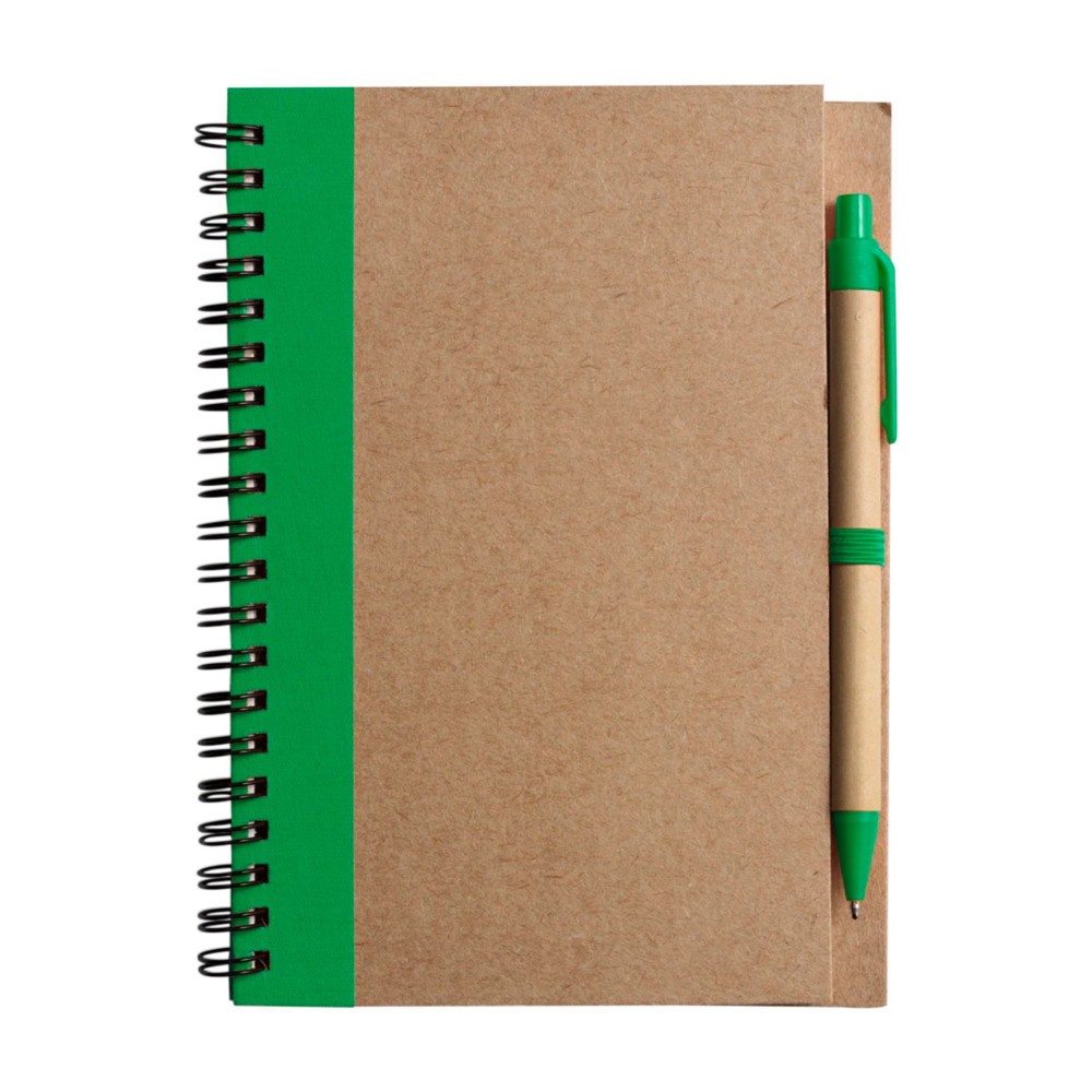 Notitieboek Stella | Gerecycled karton | Gelinieerd | Balpen - groen
