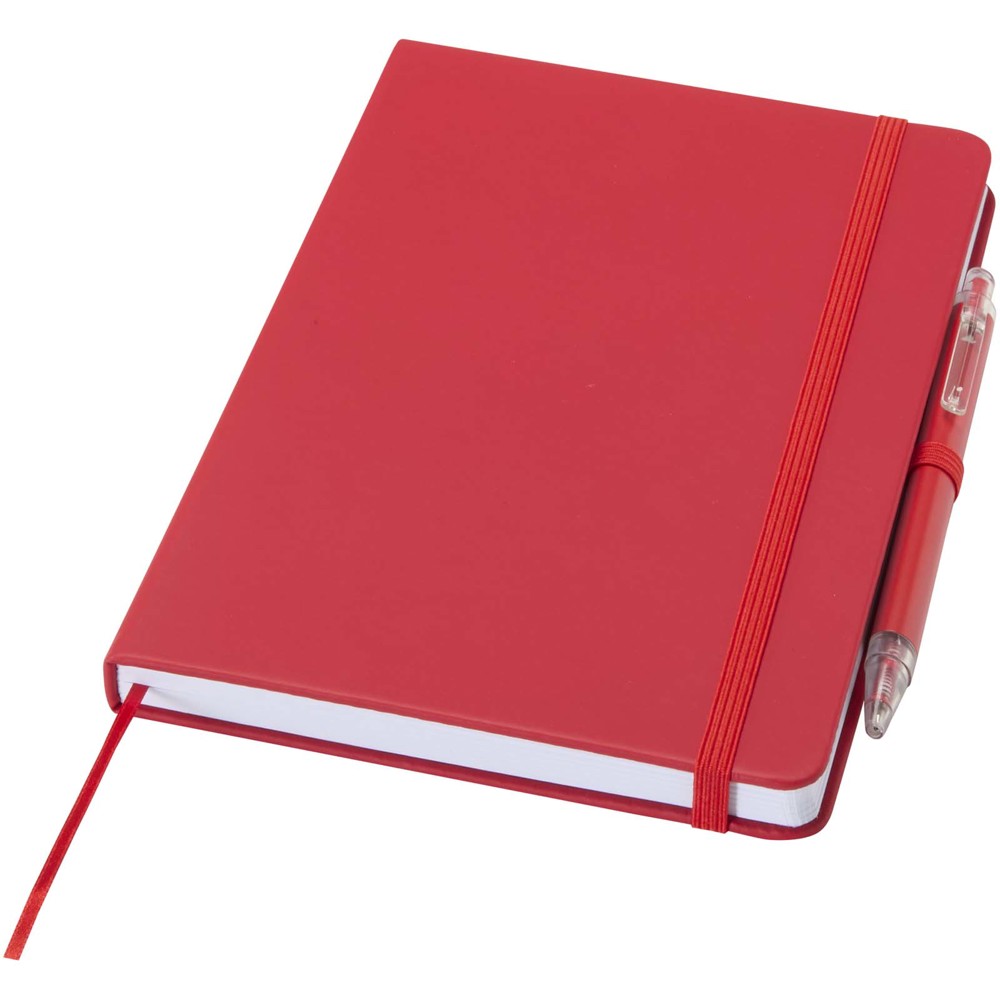 Spectrum A5 notitieboek van gerecycled papier en balpen-set - rood