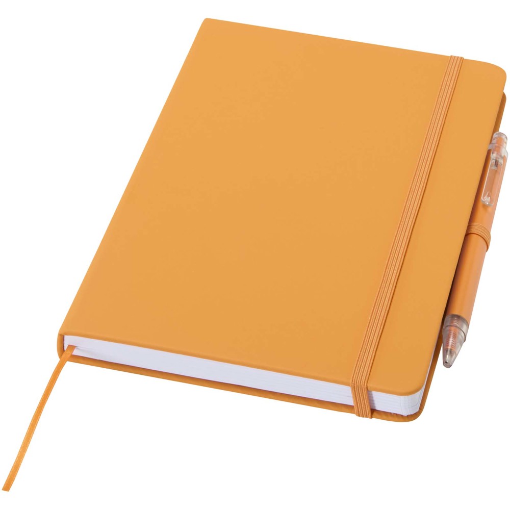 Spectrum A5 notitieboek van gerecycled papier en balpen-set - oranje